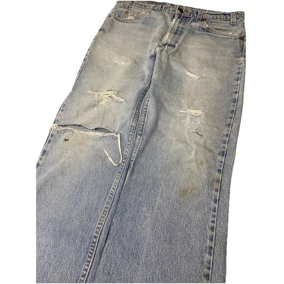 Vintage Levi’s 517 Orange Tab Boot Cut Denim Jeans Size 34/27 USA Made Distress - Picture 3 of 6